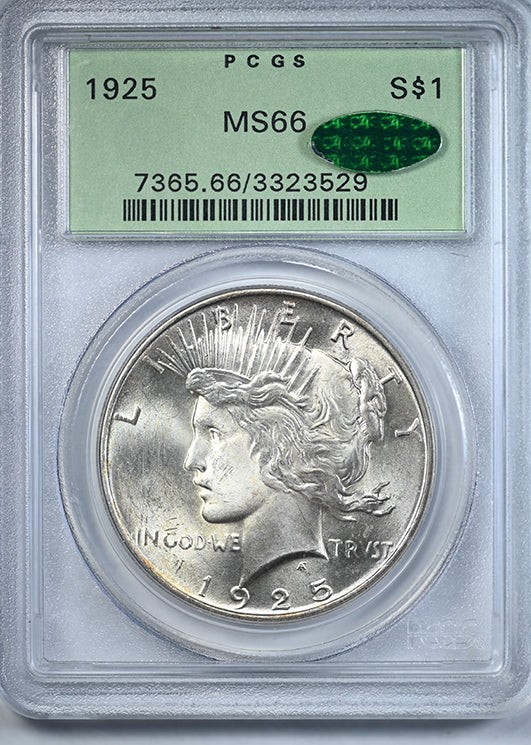 1925 Peace Dollar $1 PCGS MS66 CAC OGH