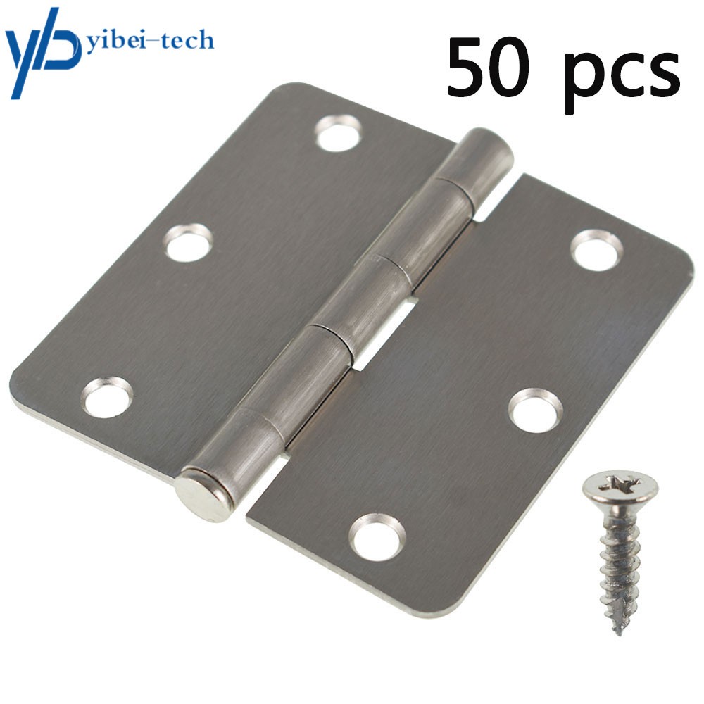 Satin Nickel Door Hinges 1/4" Radius Corners 50 PCS 3 1/2 Inch