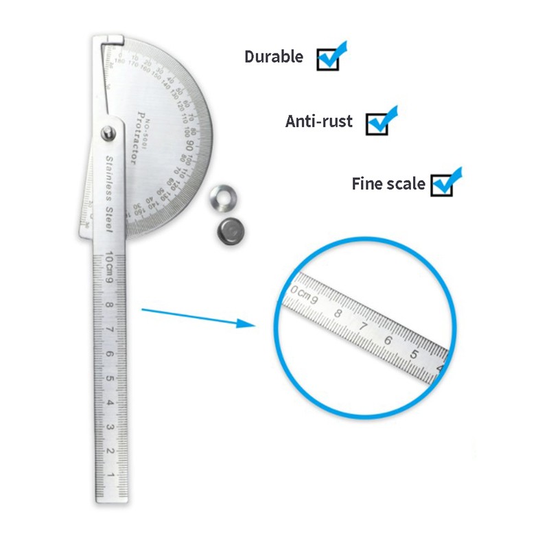 180 Degree Protractor Metal Angle Finder Goniometer Angle Ruler Stainless SY“iy