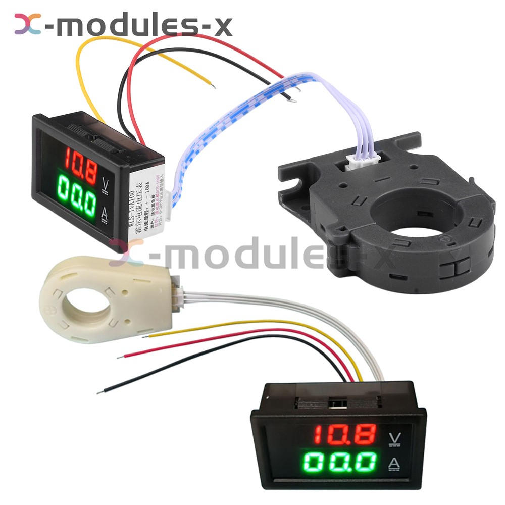 DC0-300V 50/100/200/400A Digital Current Voltage Meter Hall Ammeter Voltmeter