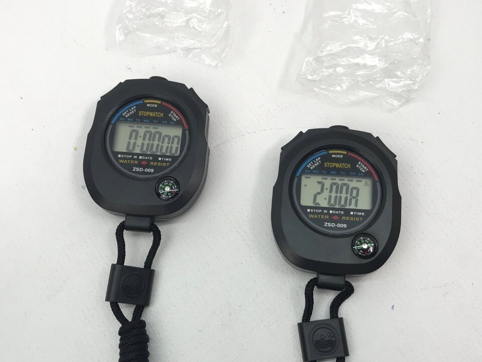 2 Pack Multi-Function Electronic Digital Sport Stopwatch Timer, Large 2pack