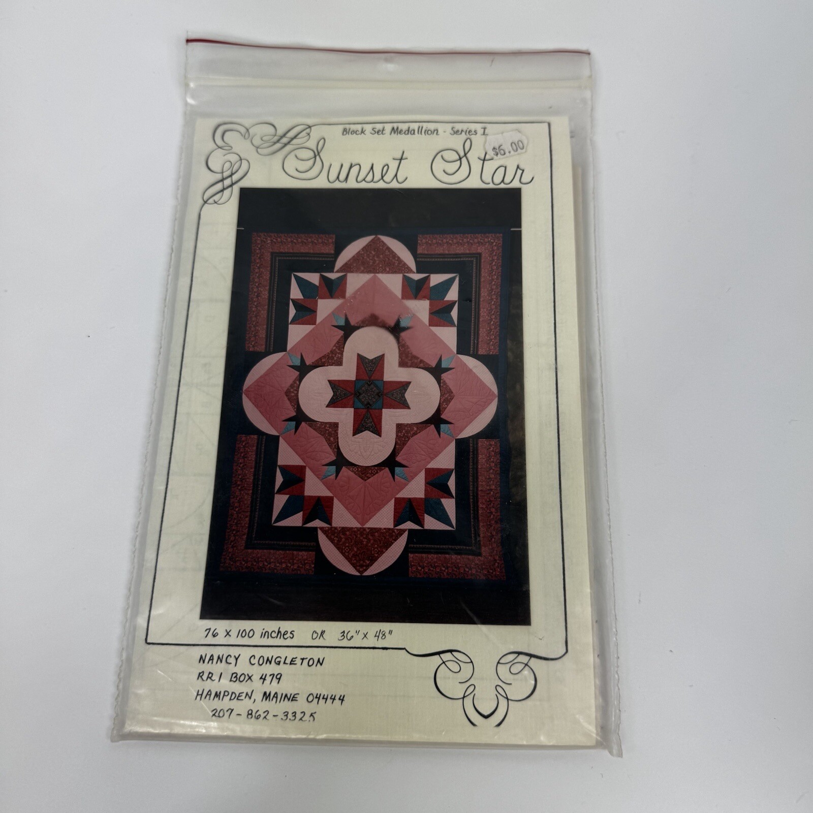 Quilting Pattern Sunset Star Block Set Medallion 76” X 100” Vintage 1990 DIY Sew
