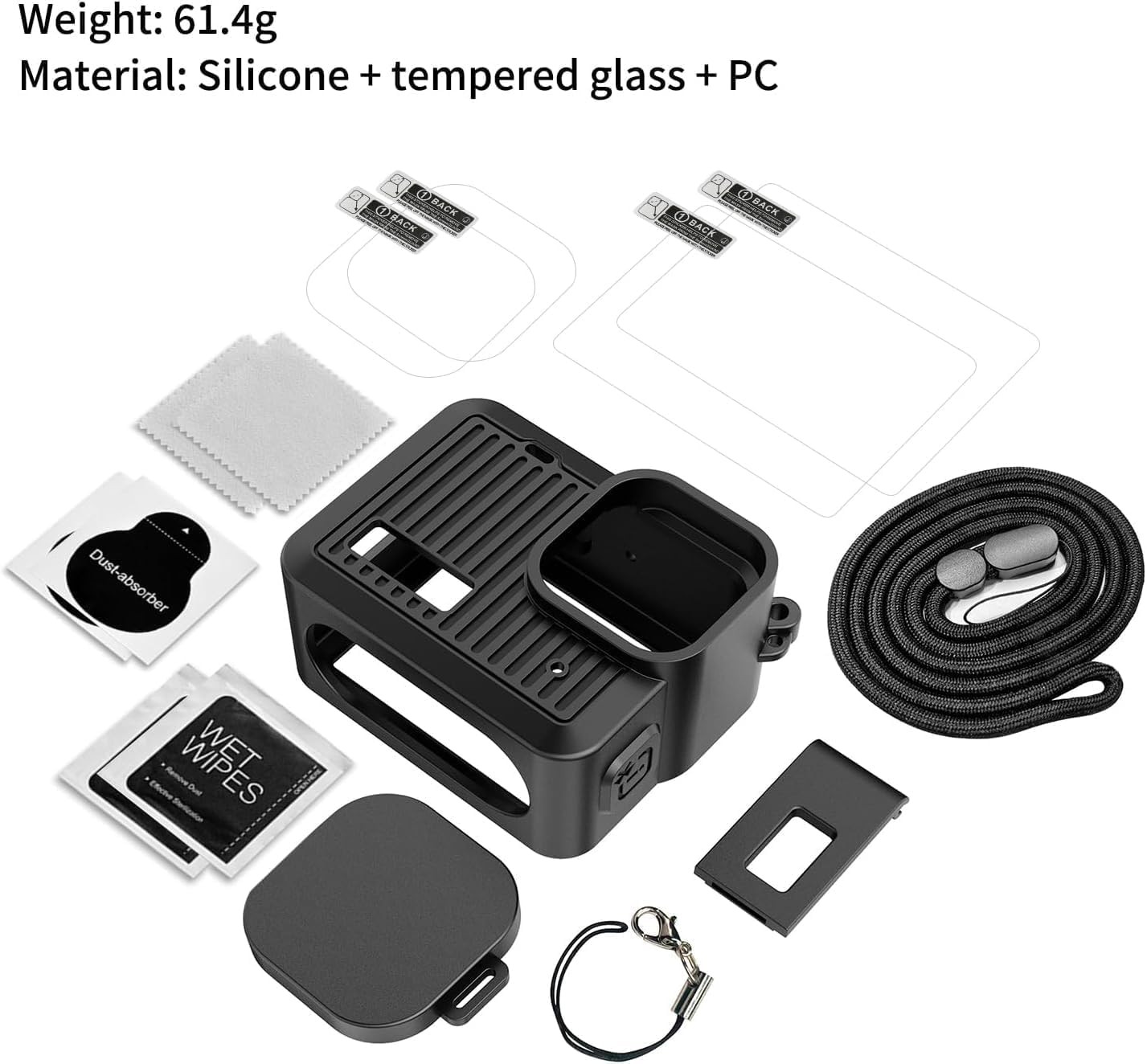 Accessories Kit Compatible with Go Pro Hero 4K Action Camera Including Silicone