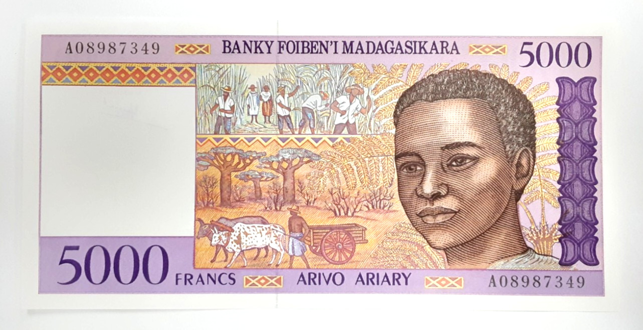 ND 1995 Issue Madagascar 5000 Francs Banknote Pick# 78 CU