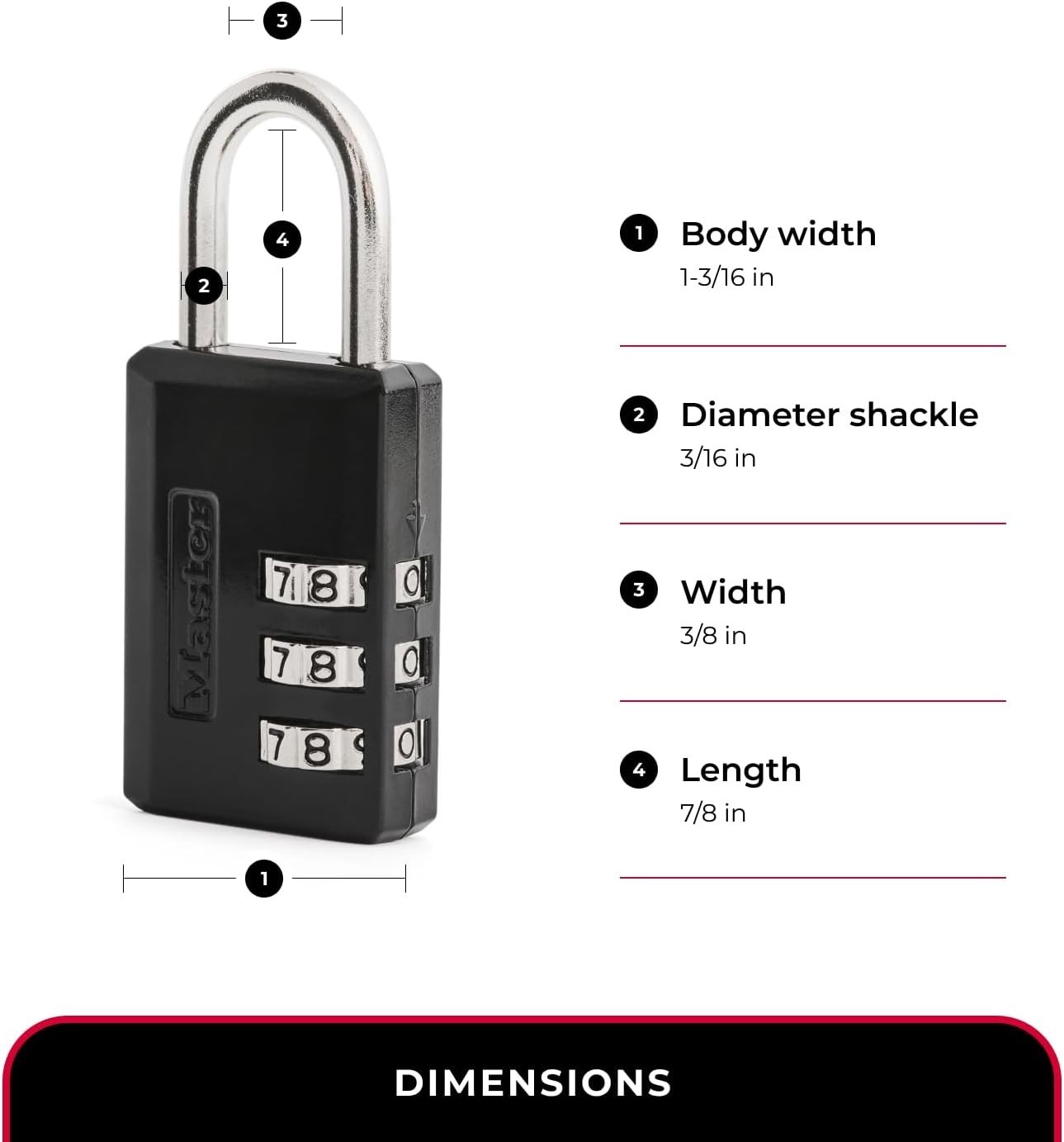 Combination Padlock, Resettable 3-Digit Code 2-Pack 647BLKEC2 | 1-3/16-inch M...
