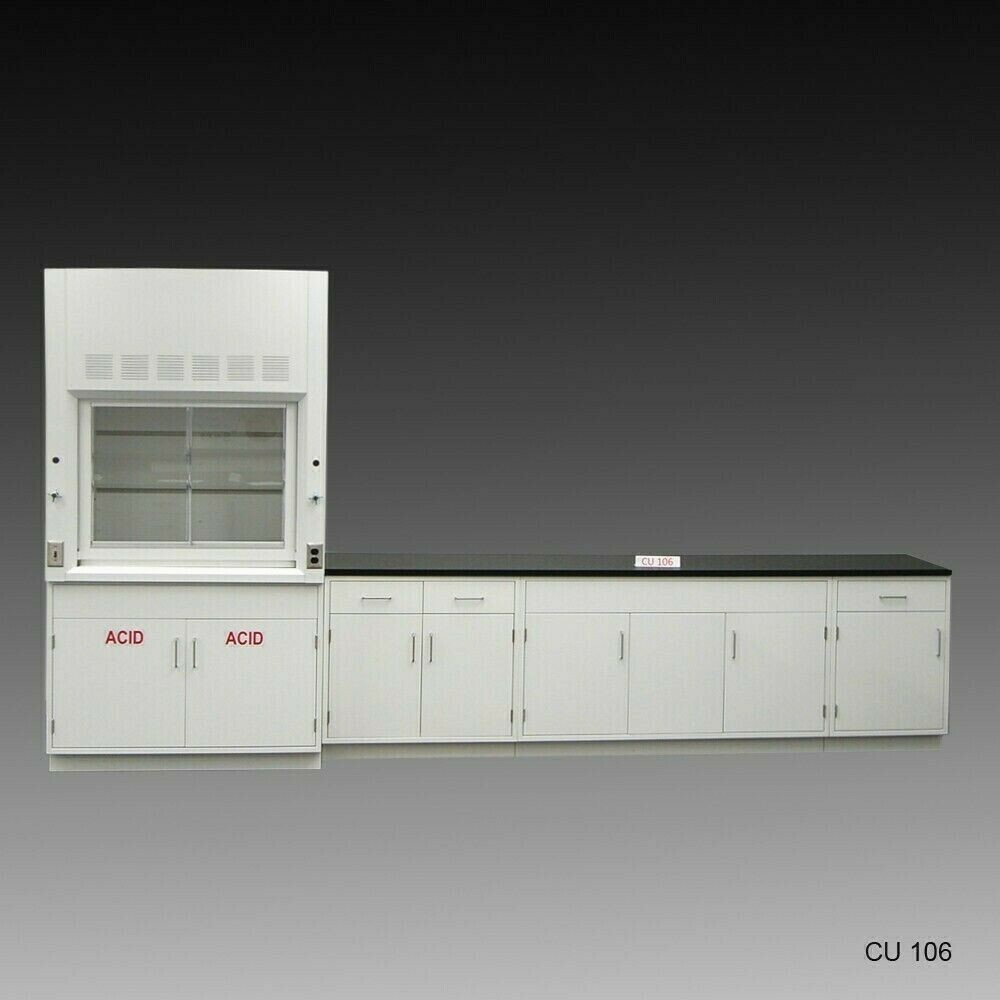 Fisher American 4'  Fume Hood / ACID Storage 10' Laboratory Cabinets / E2-377