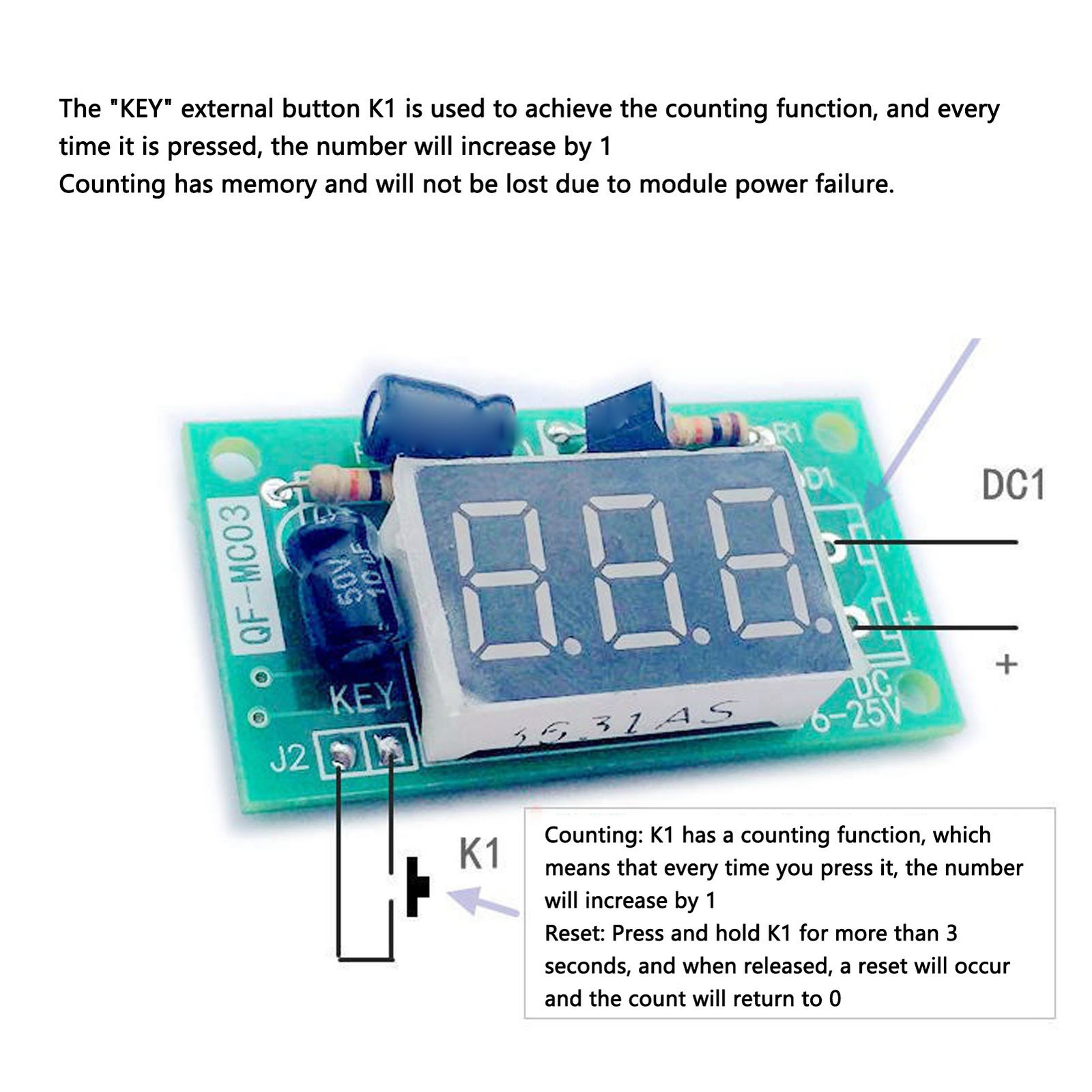 3-Bit Trigger Counter Module Memory Function For Machine (4-7V)
