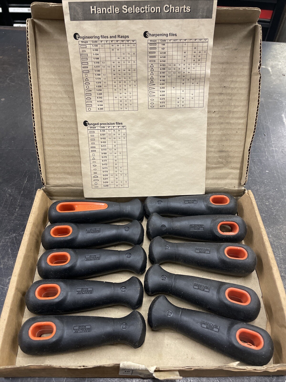 Box of 10 File Handle Bi-Molded Ergo for 12" & 14" Rectangular & Half-Round #13