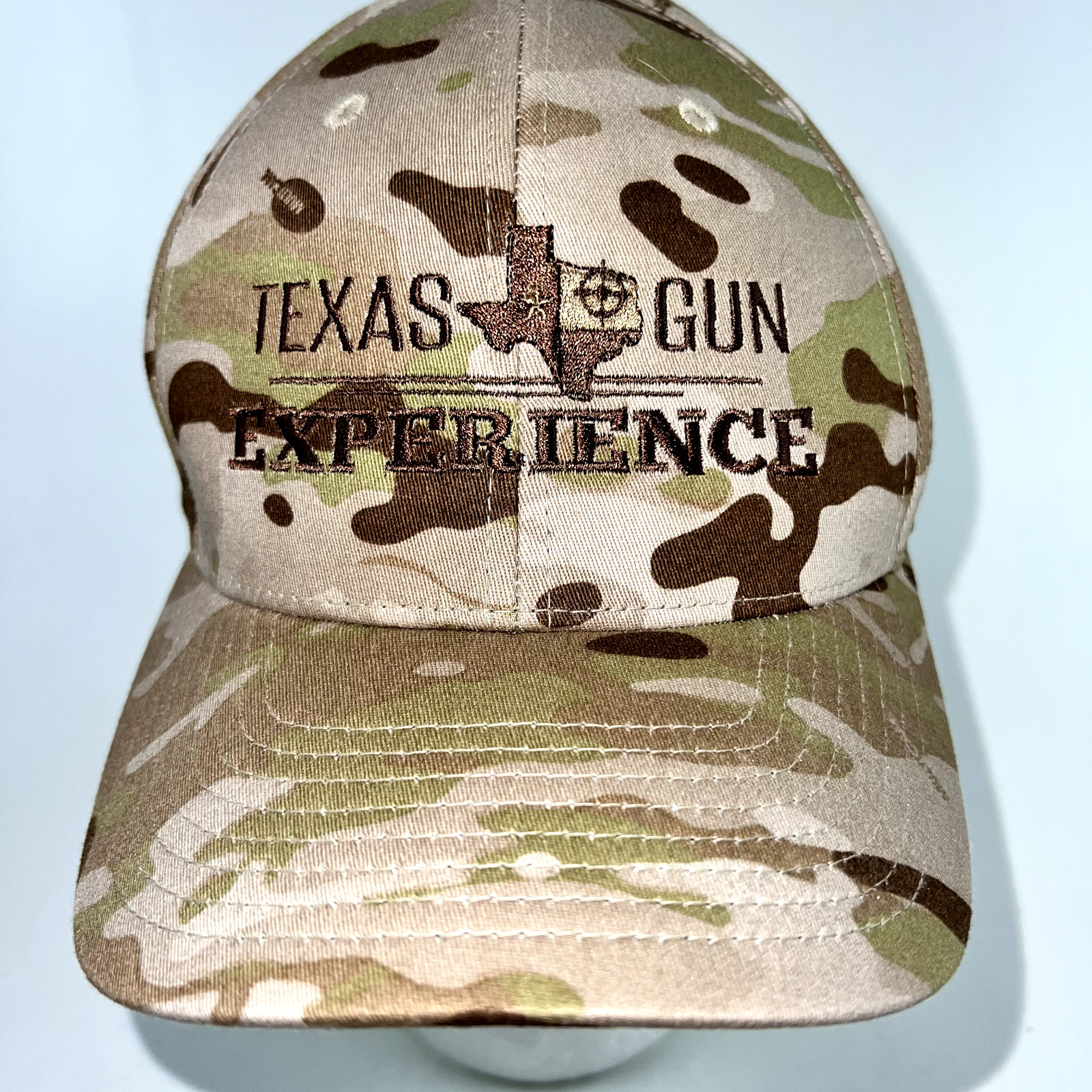 Flexfit Camo Texas Gun Experience Baseball Cap Hat L-XL Tan, Brn, Grn