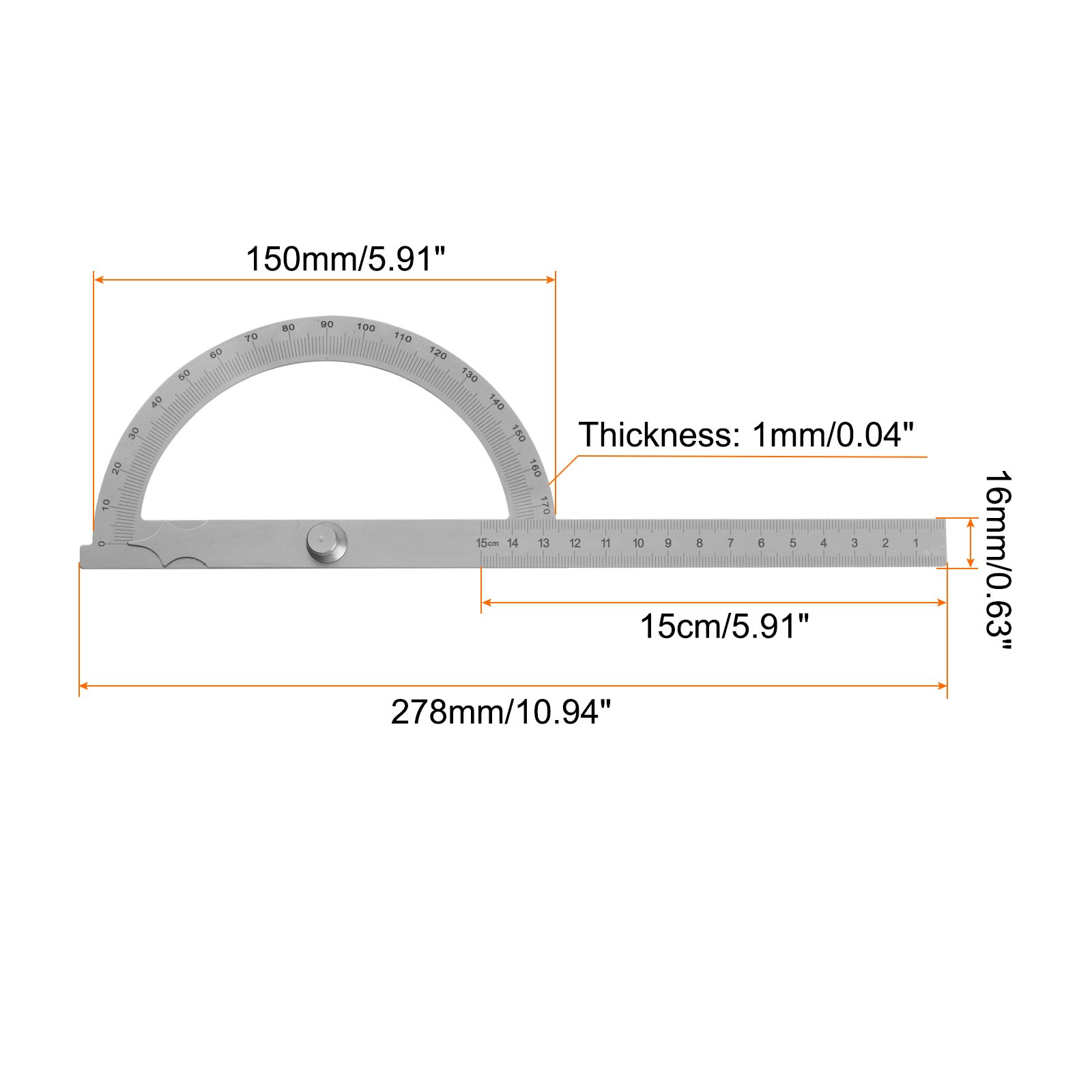 Angle Protractor 180 Degree Finder Gauge Adjustable Ruler with 150mm Arm