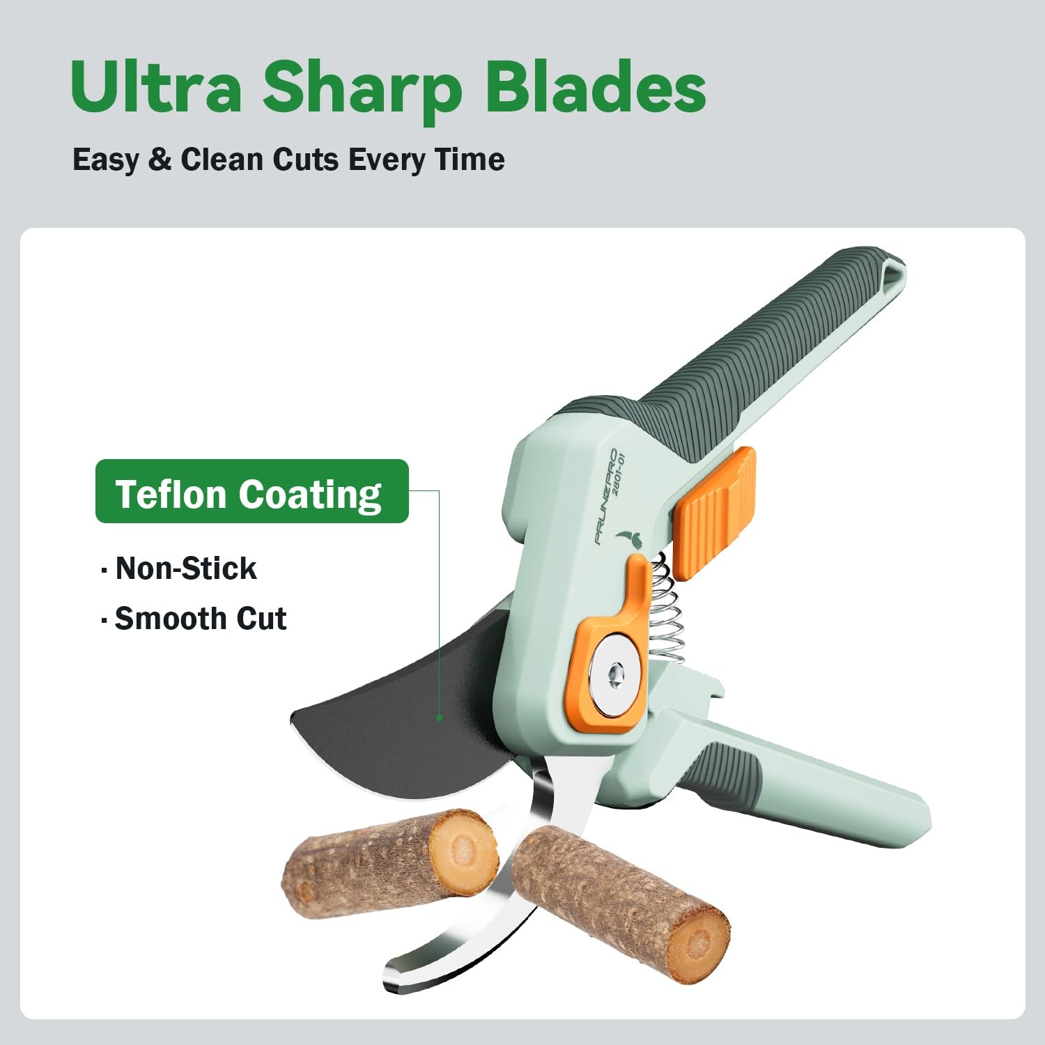 PrunePro Pruning Shears Gardening Scissors Set Professional Hand Pruner Green