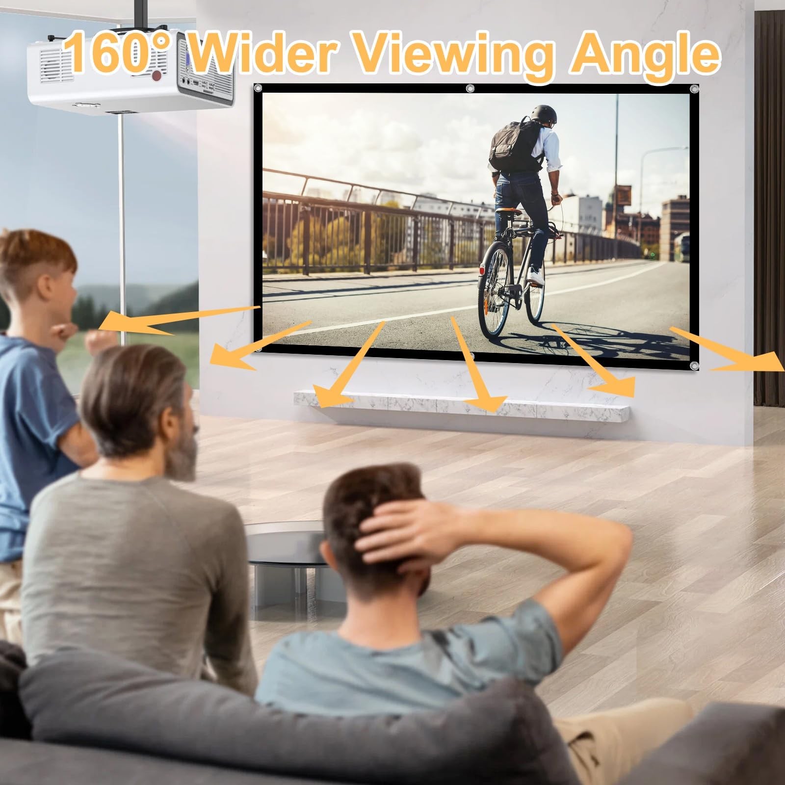 Projector Screen, 72Inch Outdoor Projector Screen, Washable & Foldable - Idea...