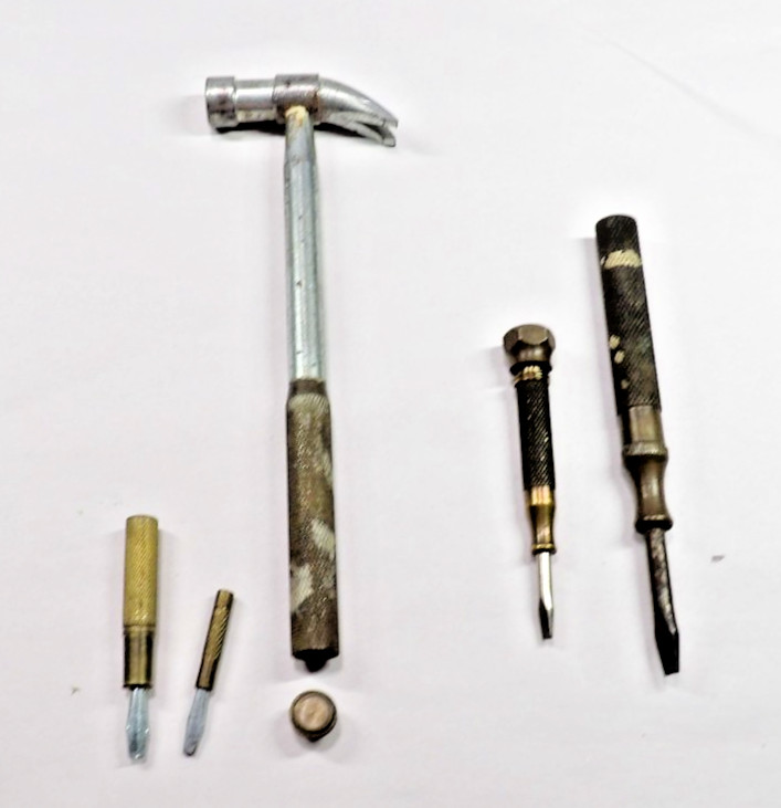 Small Claw Hammer Brass Handle & Hidden Screwdrivers Plus 2nd Brass Screwdriver