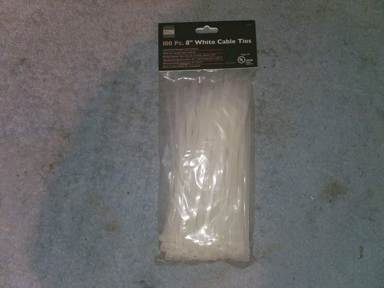 New 100 Pack 8" inch White Tie Strap 58 Lbs Load Zip Ties Nylon / Free Shipping