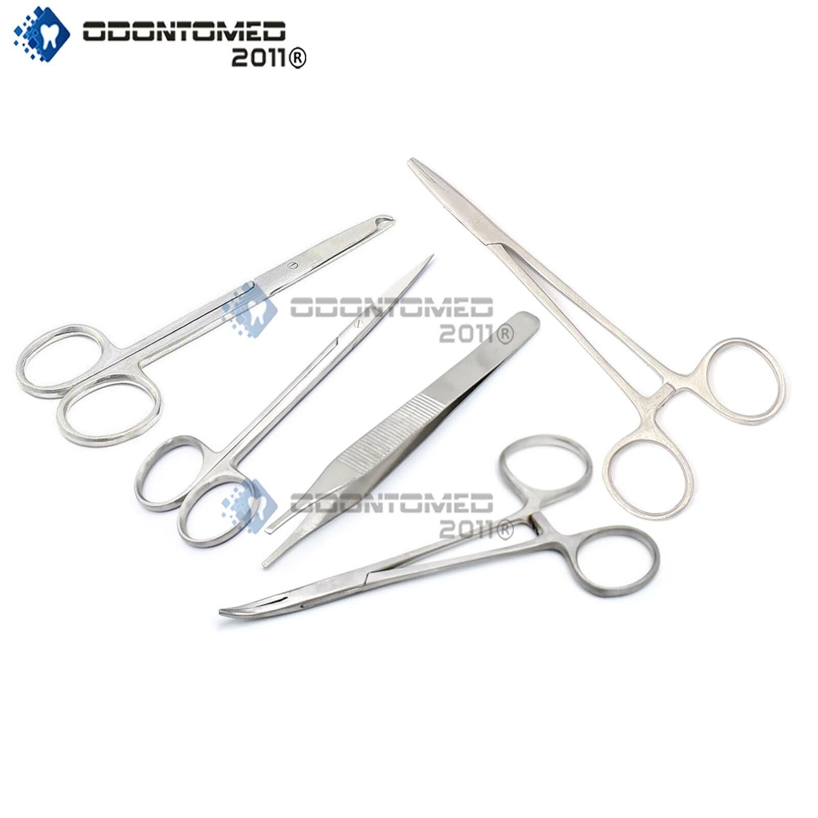 5 Pcs Suture Scissors Forceps Hemostats Needle Holders Surgical Instruments