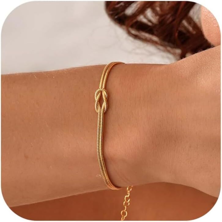 Bracelets for Women Love Knot Bracelet Dainty Snake Chain Infinity Bracelet