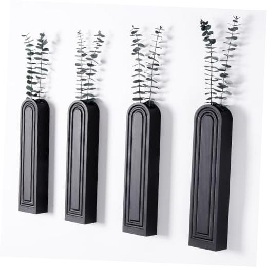 4-Pack Modern Wall Planters for Indoor Indoor Plants | Modern Medium 4 Black