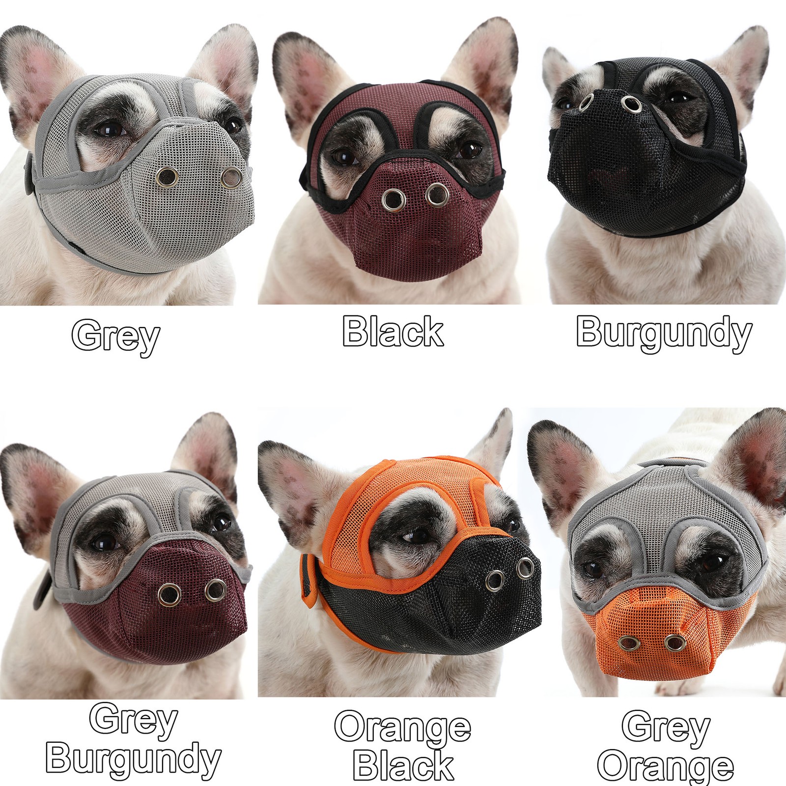 Dog Muzzle Breathable Mesh For Short Snout Dogs Prevent Biting Barking OOIL