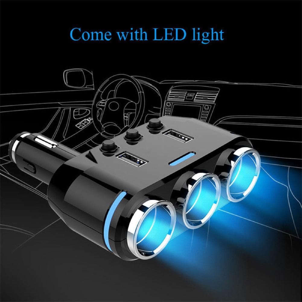 12V-24V Power Adapter Cigarette Lighter Socket Splitter Dual USB Car Charger E