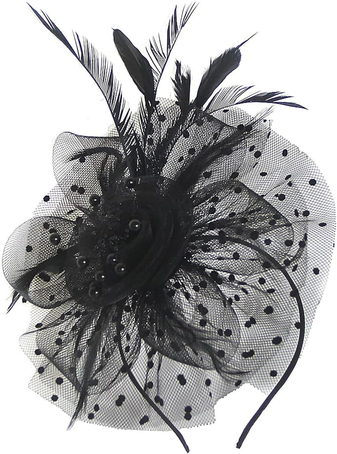 Women Fascinators Hat Tea Party Headwear Kentucky-Derby Headwear with Black