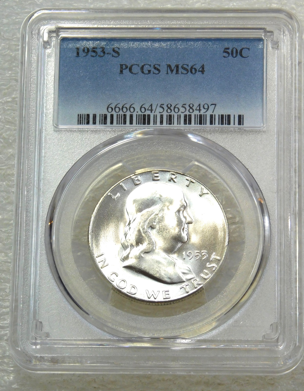 1953 S Franklin Half Dollar PCGS MS64 Frosty White Just Graded New Holder #H264B