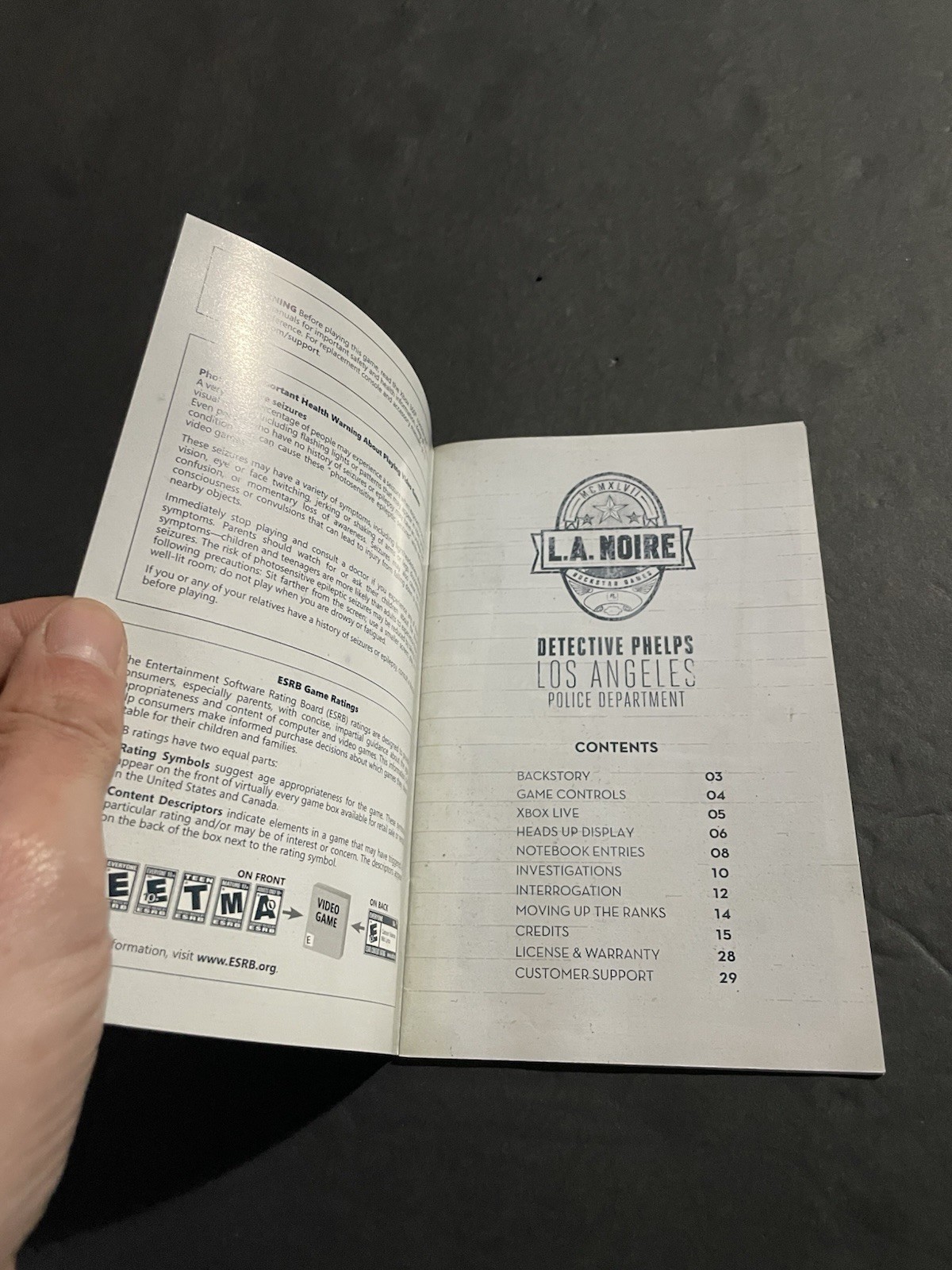 la noire xbox 360 Manual Only
