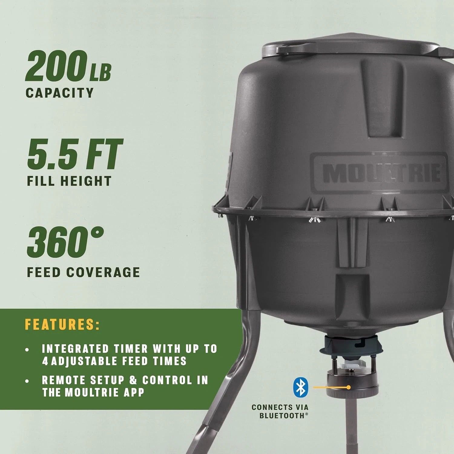 Deer Feeder Standard 30-Gallon Quick Lock Hopper System Digital Timer Con