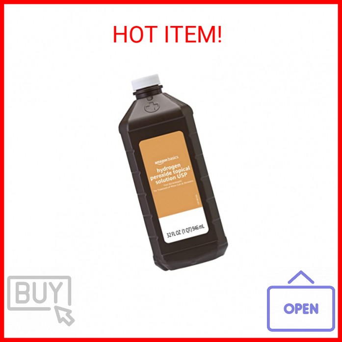 Amazon Basics Hydrogen Peroxide Topical Solution USP, First Aid Antiseptic for C