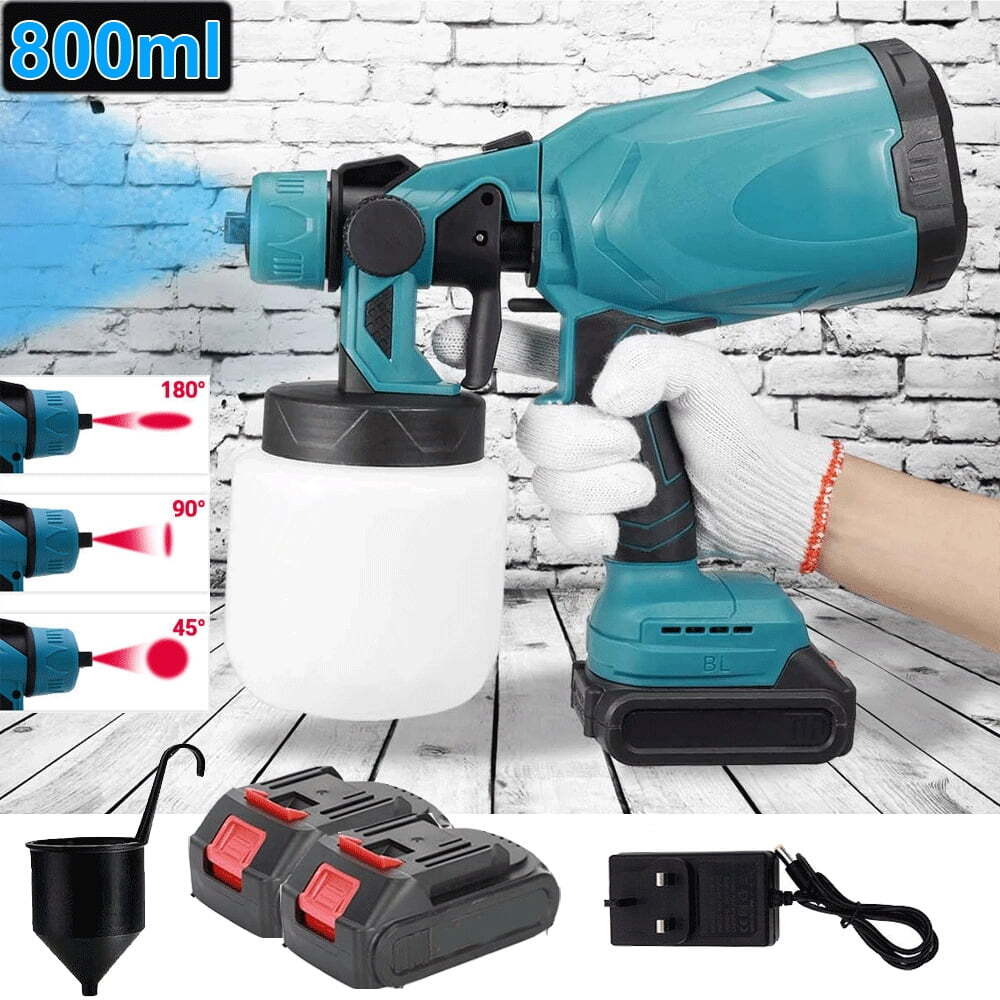 Cordless Paint Sprayer Fence Wall Airless 21V HVLP Spray Gun with 2 Batteries US