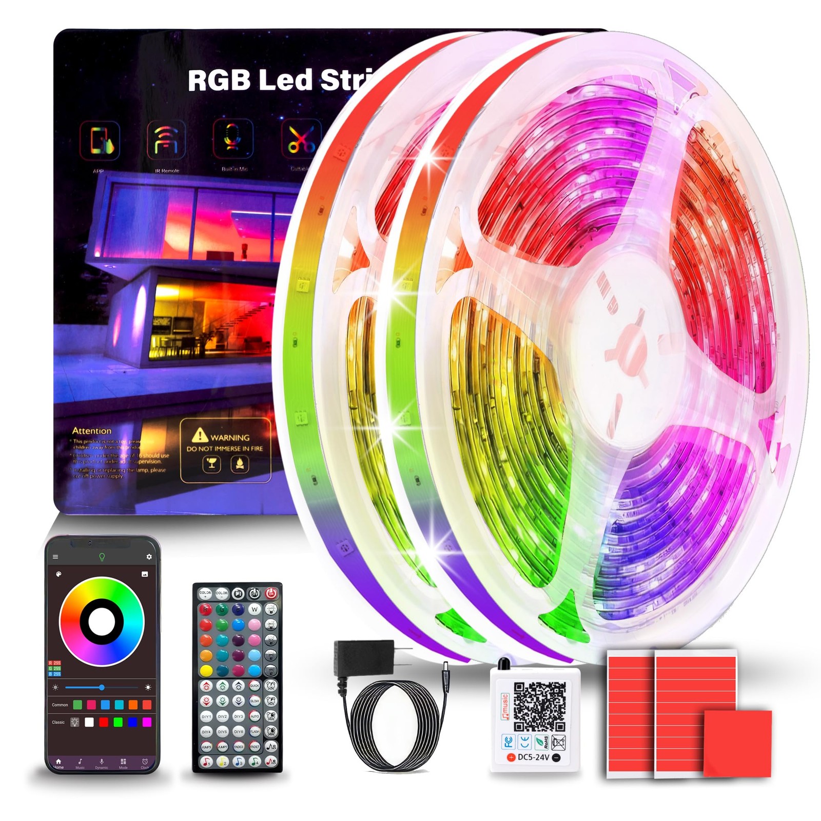 Lights for Bedroom 200FT (2 Rolls of 100ft), Color Changing RGB Lights with 6...