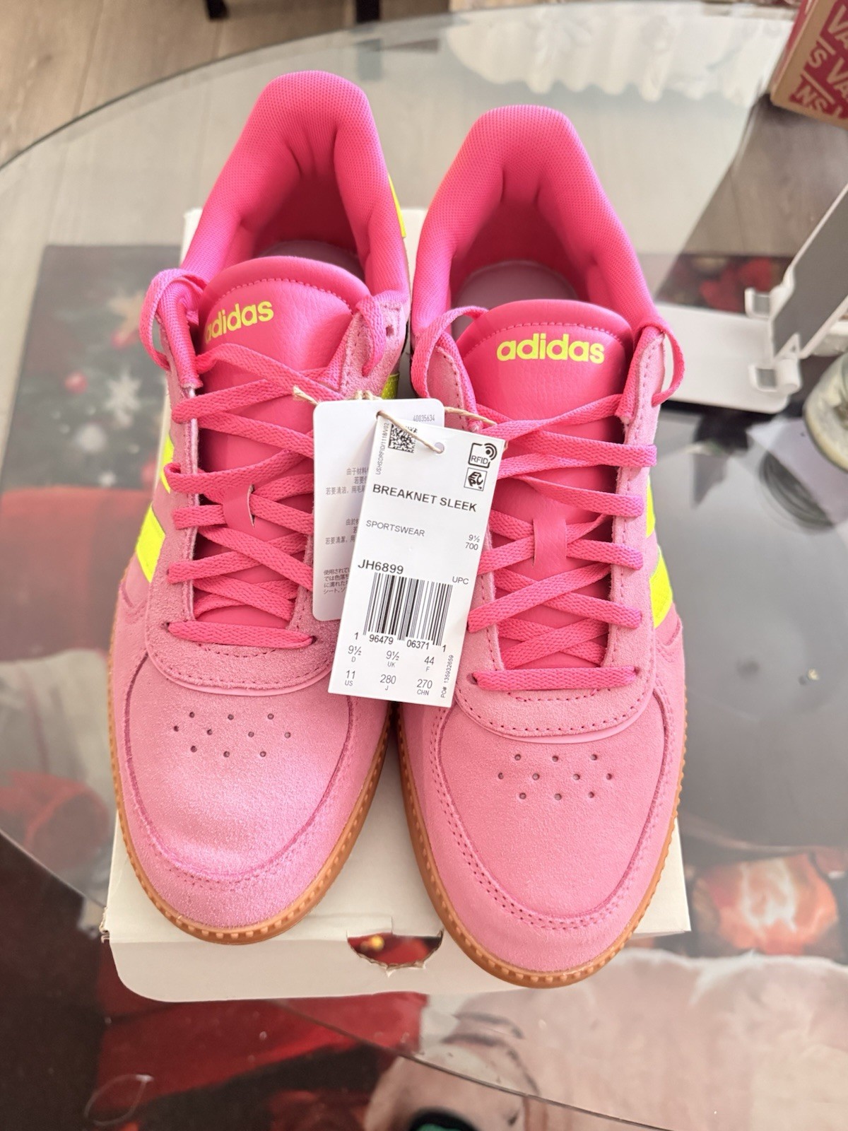 adidas Breaknet Sleek size11 Pink Yellow Gum Men's Low Top Athletic Sneaker2024