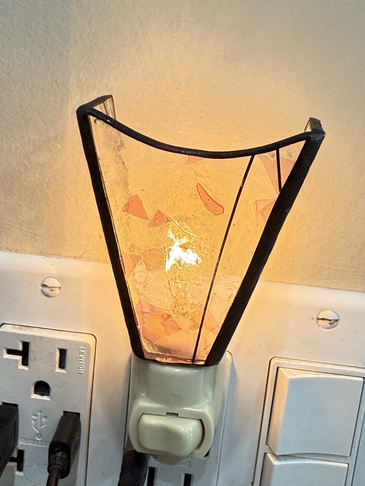 vintage stained glass night light Pink Feminine