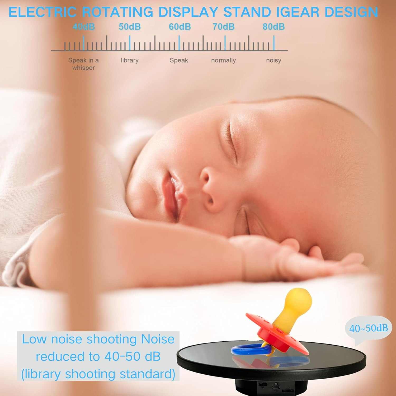 Motorized Rotating Display Stand, 10inch /11Lbs Load ,Mirror Cover ，360 Degree E