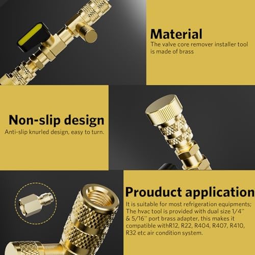 Valve Core Remover Installer Tool with 1 Valve Core Remover + 21 Accessories