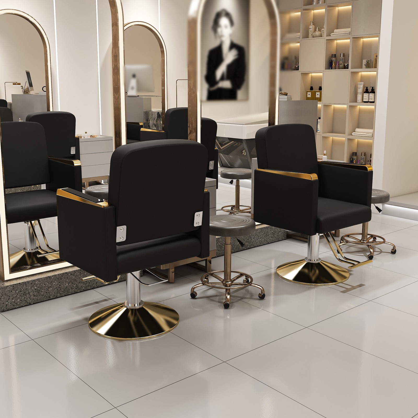 360° Swivel Hydraulic Salon Chair Barber Stylist Hairdressing Chair with Pump