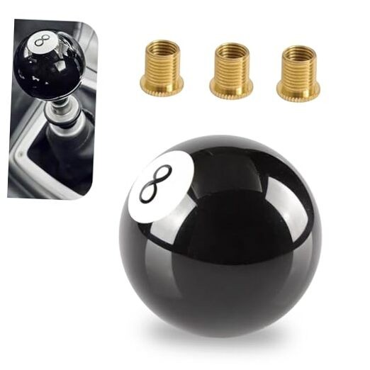 1 PC Shift Knob Manual Gear, 8 Ball Billiard Shift Knob with 3 Adapters,