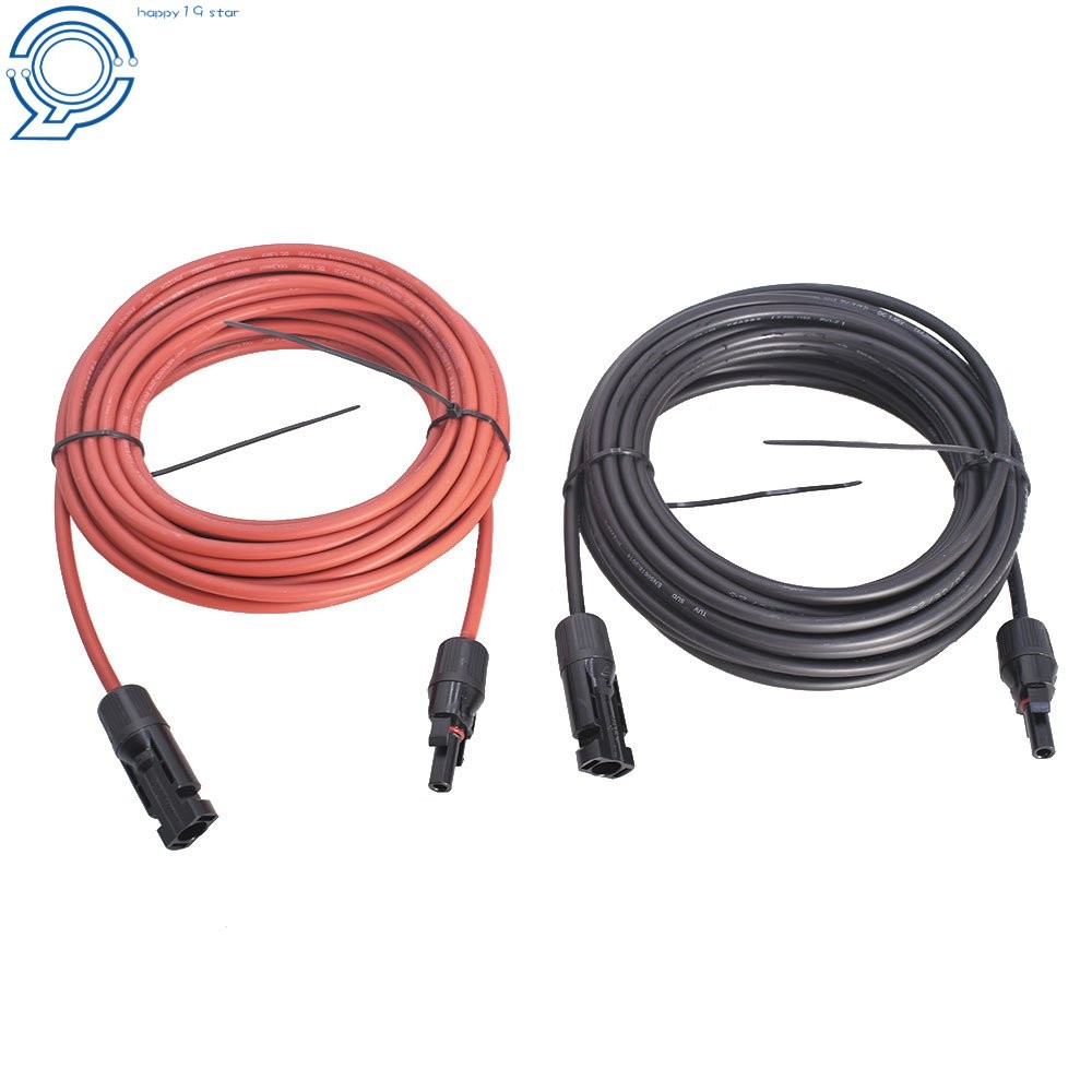 1 Pair 30 FT Black + Red 12AWG Solar Panel Extension Cable Wire Connector