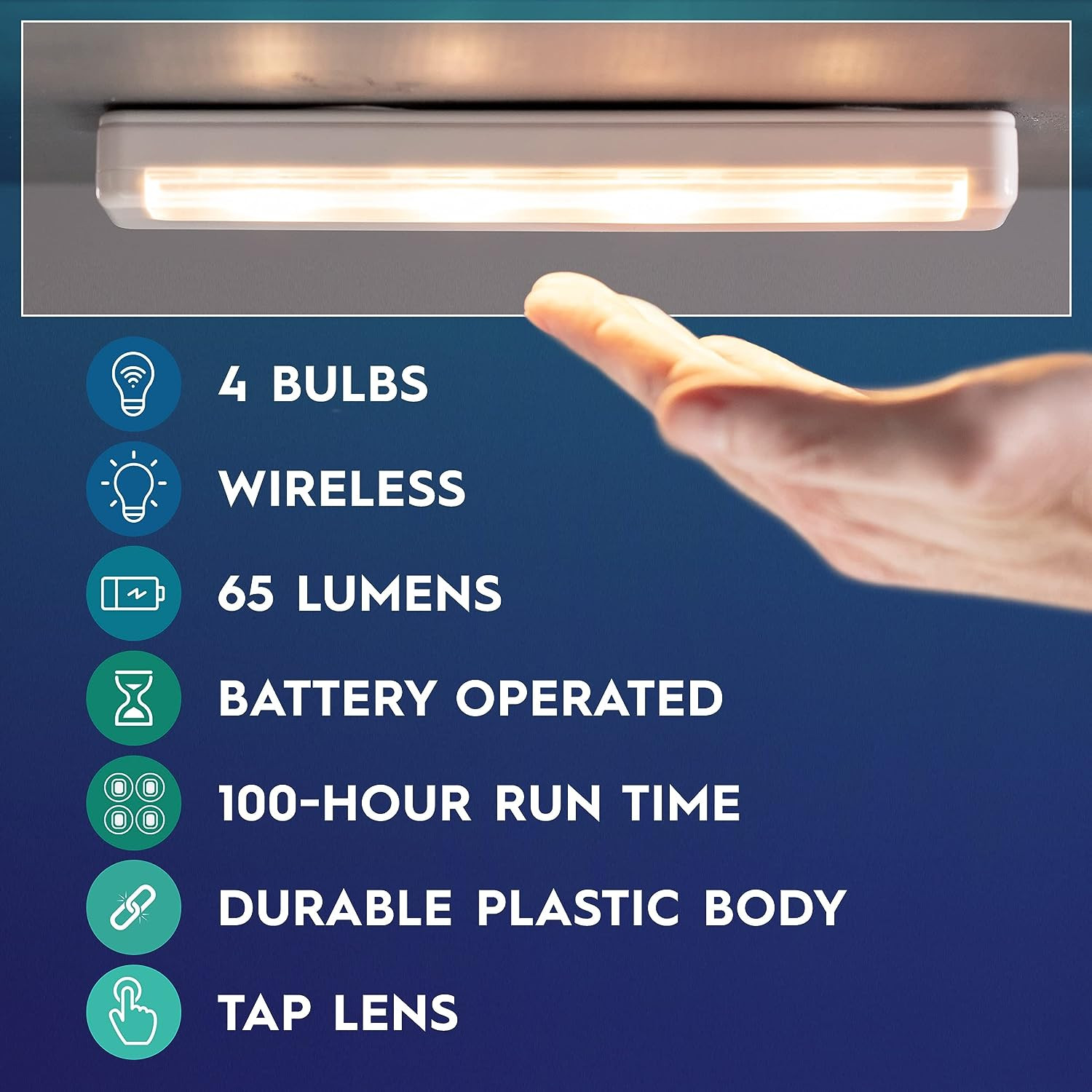 2-Pack Brilliant Evolution LED Wireless Under Cabinet Lights - Battery Operated