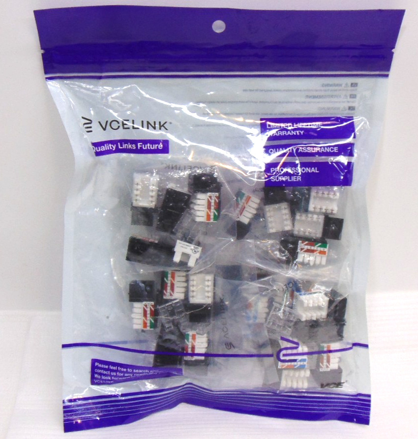 VCELINK RJ45 Cat6 Keystone Jack UL Listed 25-Pack Black Computer Network VCE