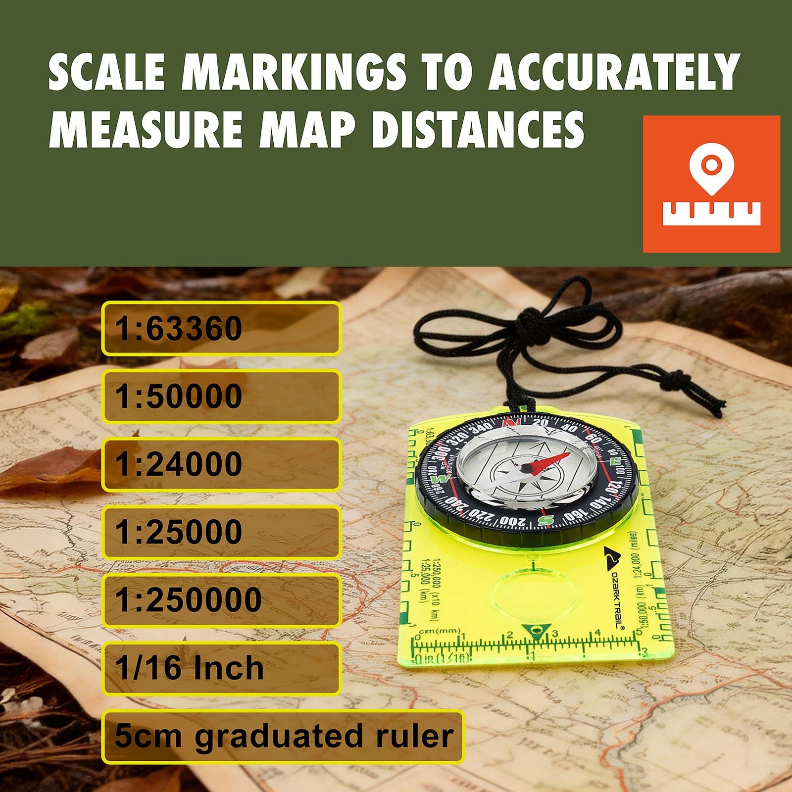 Orienteering Compass W/ Ruler Lightweight And Reliable Green