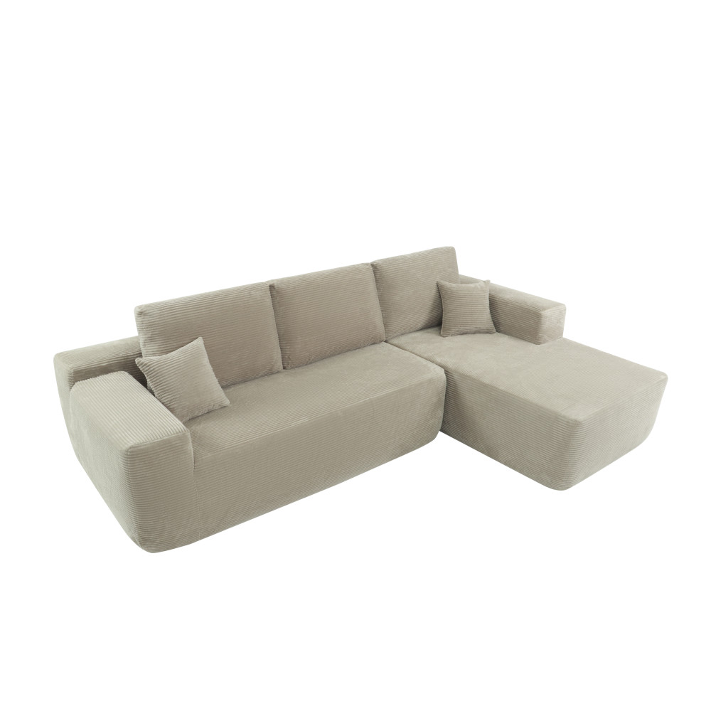 105" Modular Sectional Sofa w/ L-Shape Chaise, Corduroy Fabric, Camel