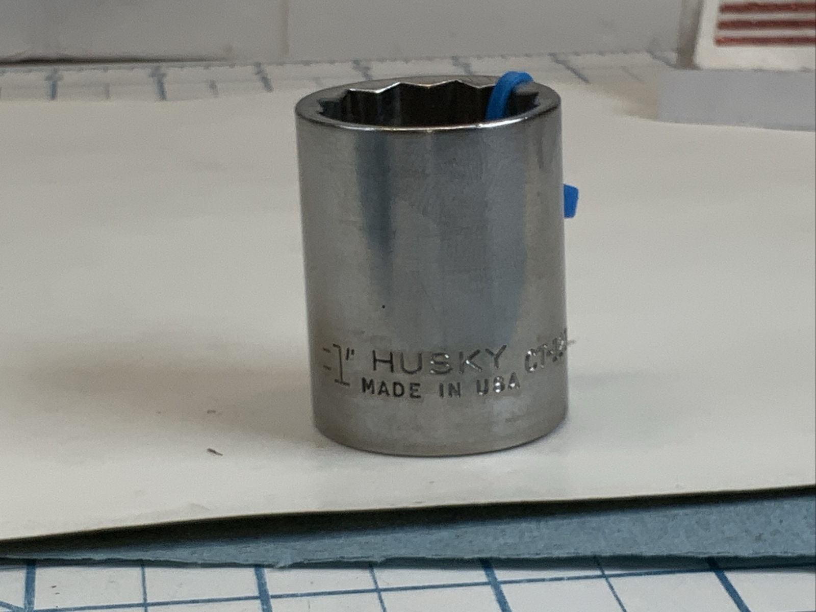 HUSKY CT-1232, 1/2 Drive 12pt Socket, Size 1in., USA Made  Blue Tag