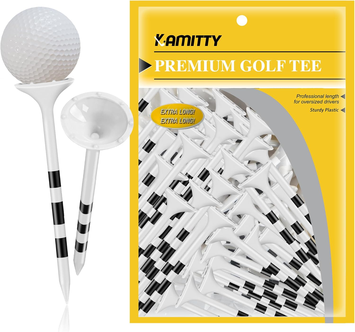 Golf Tees Plastic, Unbreakable Golf Tee 3 1/4" with Big Cup & 8 Prongs, Reduces
