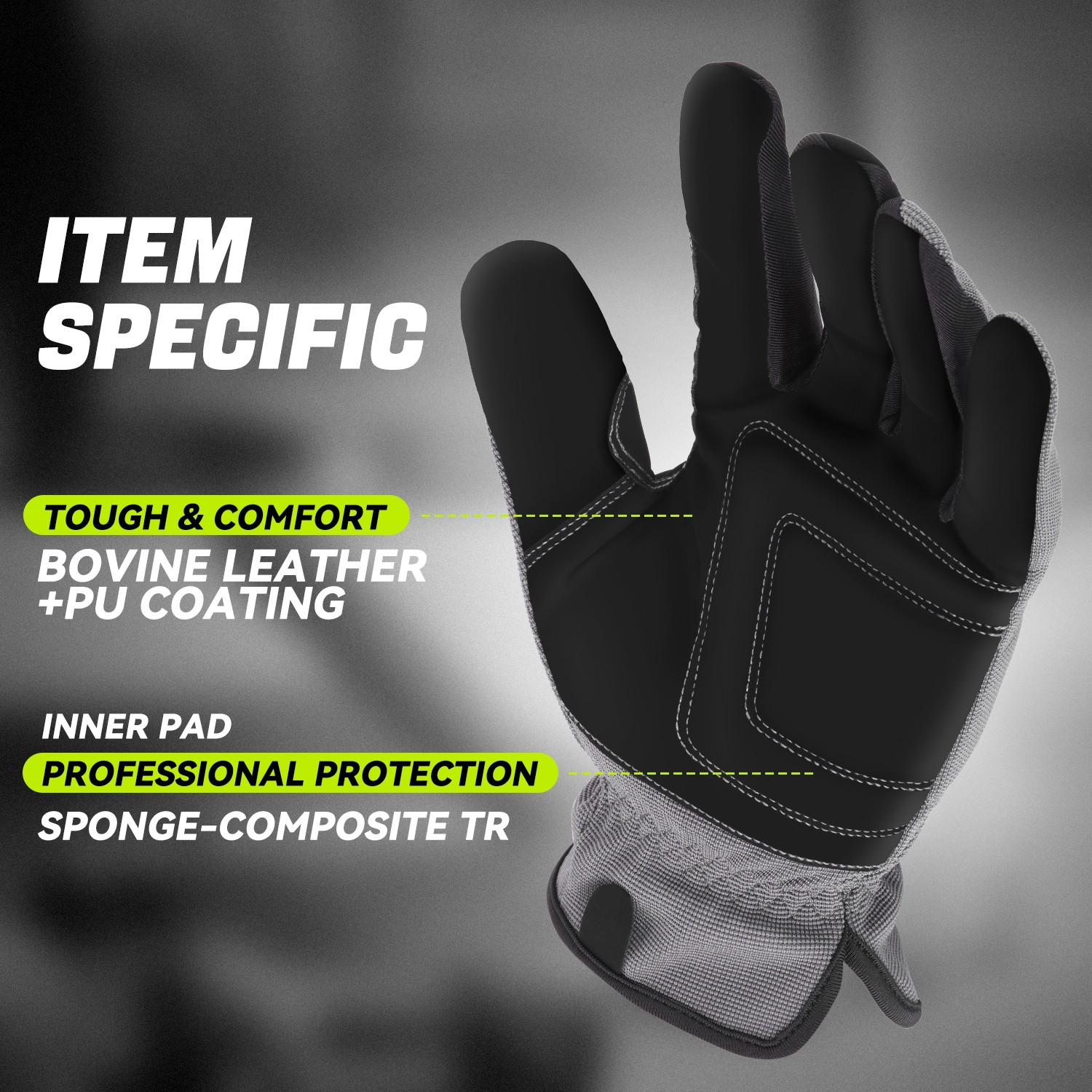 2 Pair Gray Breathable Universal Multi-Purpose Utility Mechanic Work Gloves