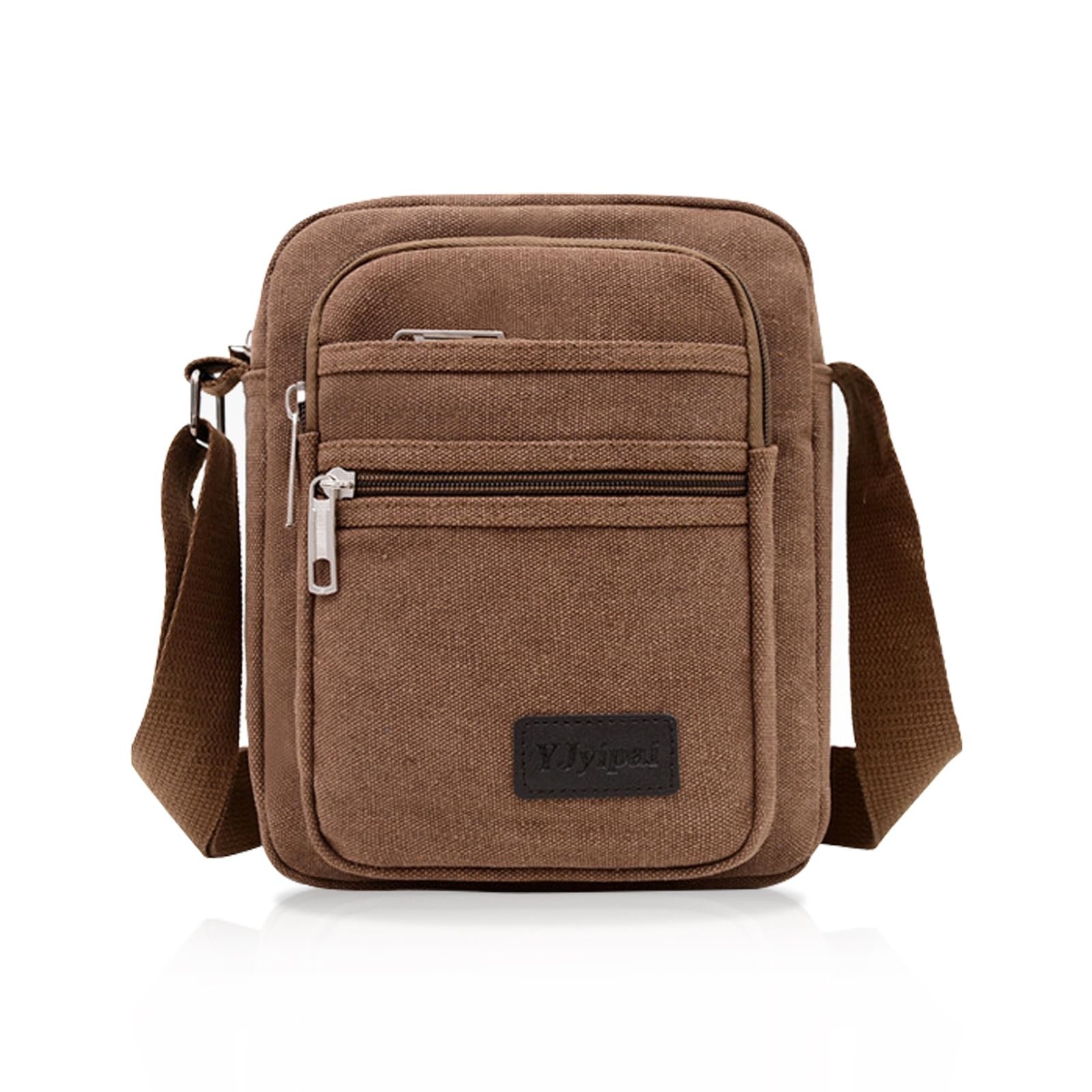 FuninCrea Crossbody Bag, Canvas Shoulder Bag Messenger Bags for Men, Multi Po...