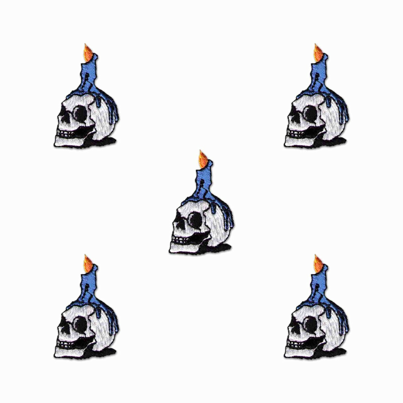 Skull with Candles Patches (5-Pack) Halloween Embroidered Iron On Patch Applique