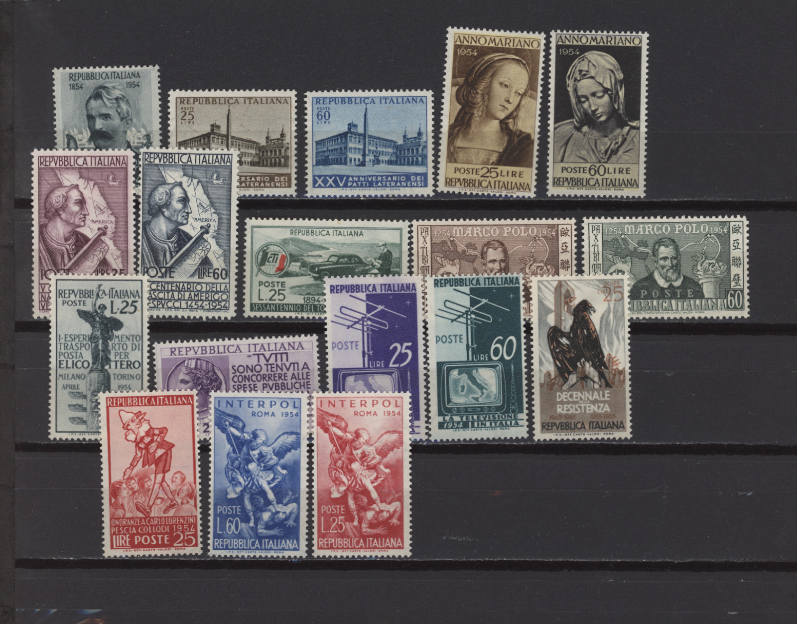 s58590 ITALIA 1954 MNH** Complete Year Only Commemoratives 18v