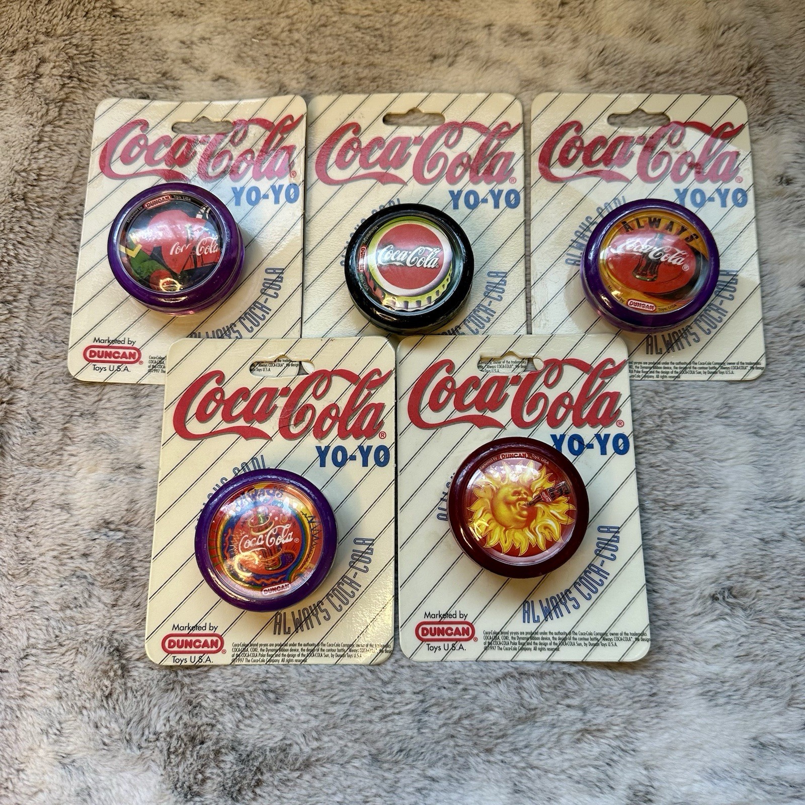Duncan Coca-Cola “Always Cool” 1997 Carded Yo-Yo Lot Of 5 - Brand New Sealed