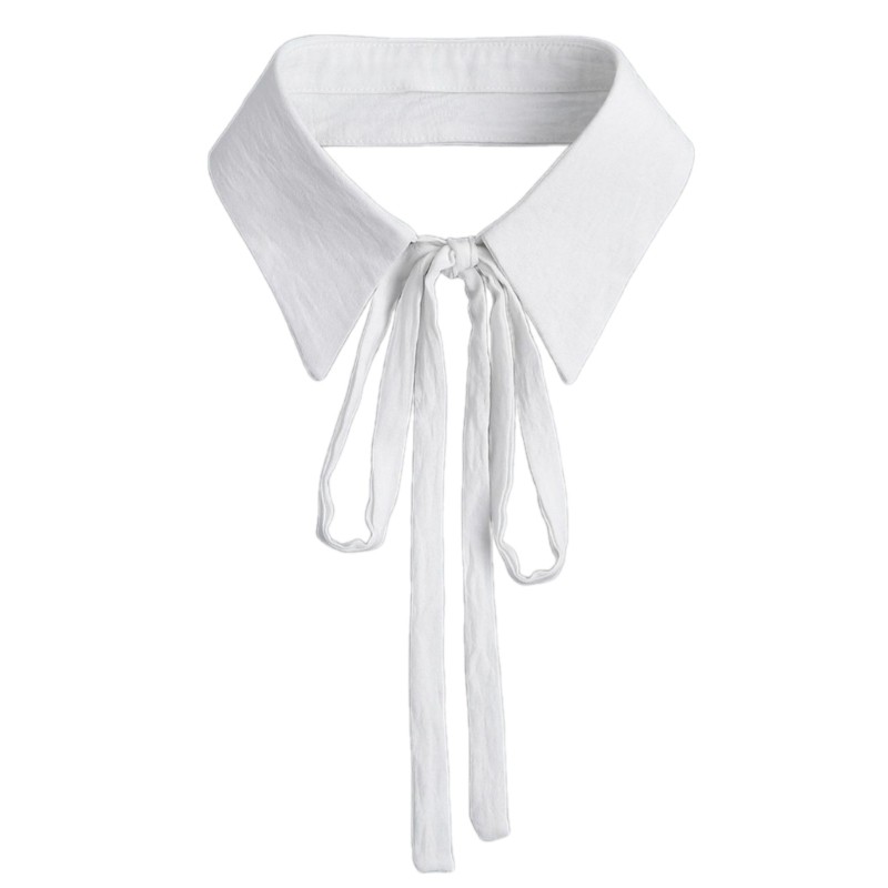 Women Bowtie Faux Collar Necklace Wrinkled Lapel Half Shirt Clothing Accessory