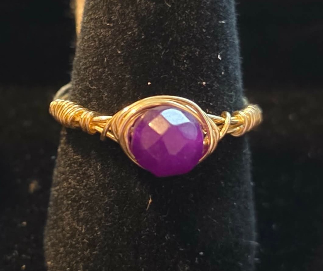 Handmade size 7 Wire-Wrapped Amethyst rings with Silver-Filled Wire
